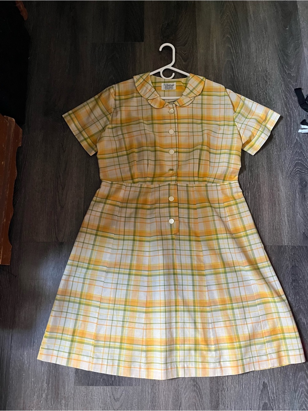 True Vintage Yellow Plaid Plus Size Button-Front Dress